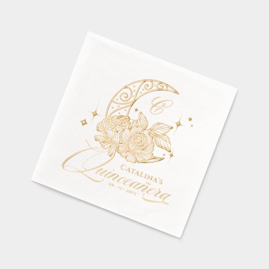 フローラエレガント三日月モノグラムキンセアニェラ 箔ナプキン (左)