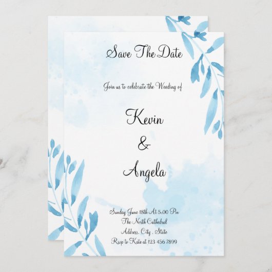 フローラエレガント保存日付間引き招待状 招待状 (正面/裏面)