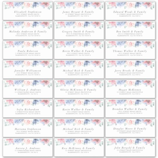 フローラエレガント個別ゲスト住所 シール (正面)