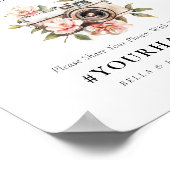 フローラエレガント共有愛の結婚ハッシュタグのサイン ポスター (角)