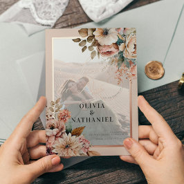 フローラエレガント写真の結婚式の日付の保存 箔招待状