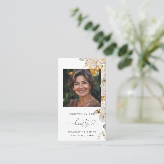 フローラエレガント写真葬儀祈りの言葉カード 名刺 (スタンド正面)