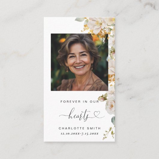 フローラエレガント写真葬儀祈りの言葉カード 名刺 (正面)