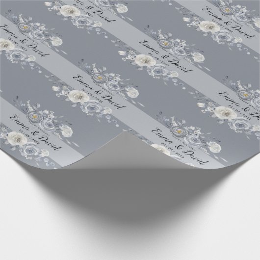 フローラエレガント冬のウェディングパープル ラッピングペーパー (角)