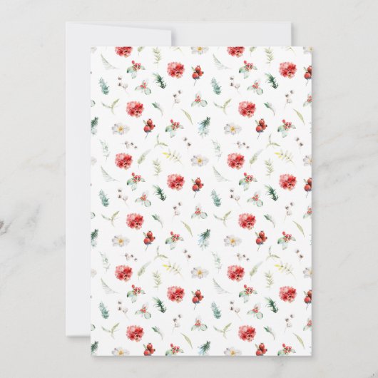 フローラエレガント冬の結婚式の日付を保存 招待状 (裏面)