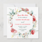 フローラエレガント冬の結婚式の日付を保存 招待状 (正面)