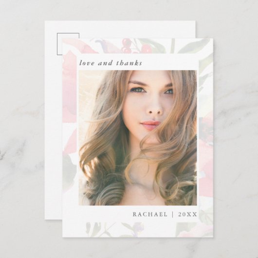 フローラエレガント卒業ありがとう写真 ポストカード (正面/裏面)