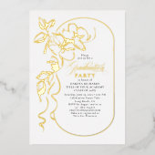 フローラエレガント卒業パーティー写真金ゴールド 箔招待状 (正面)
