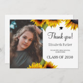 フローラエレガント卒業写真感謝してい卒業生 サンキューカード (正面/裏面)