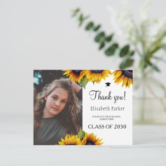 フローラエレガント卒業写真感謝してい卒業生 ポストカード (スタンド正面)