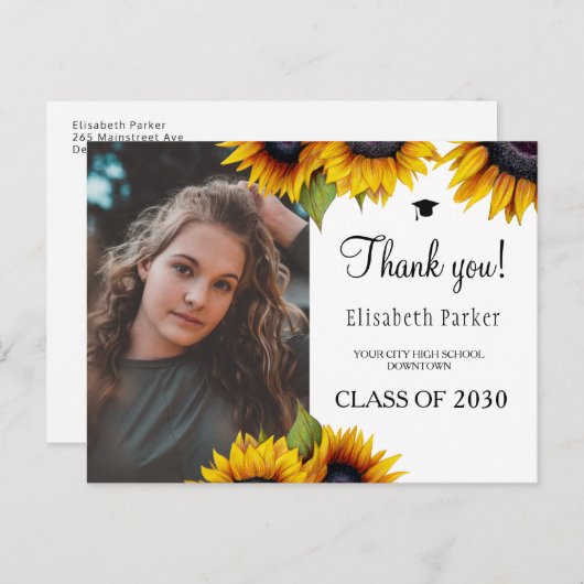フローラエレガント卒業写真感謝してい卒業生 ポストカード (正面/裏面)