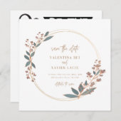 フローラエレガント及びシンプル結婚式招待状カード 招待状 (正面/裏面)