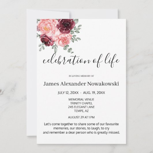 フローラエレガント味覚のある生活お祝い葬儀 招待状 (正面)