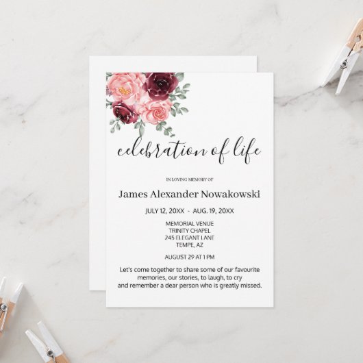 フローラエレガント味覚のある生活お祝い葬儀 招待状 (正面/裏面インサイチュ)