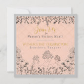 フローラエレガント女子デイヒストリーお祝いピンク 招待状 (正面)