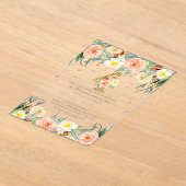 フローラエレガント女子4歳の誕生日 アクリル招待状 (レイダウン)