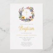 フローラエレガント宗教女子バプテスマ金ゴールド 箔招待状 (正面)