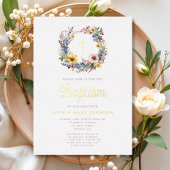 フローラエレガント宗教女子バプテスマ金ゴールド 箔招待状