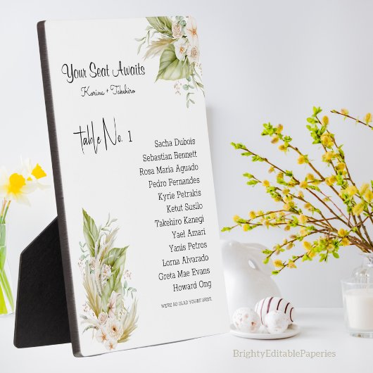 フローラエレガント席は結婚テーブル番。 フォトプラーク