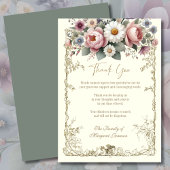 フローラエレガント悔やみや弔慰弔意ヴィンテージ サンキューカード