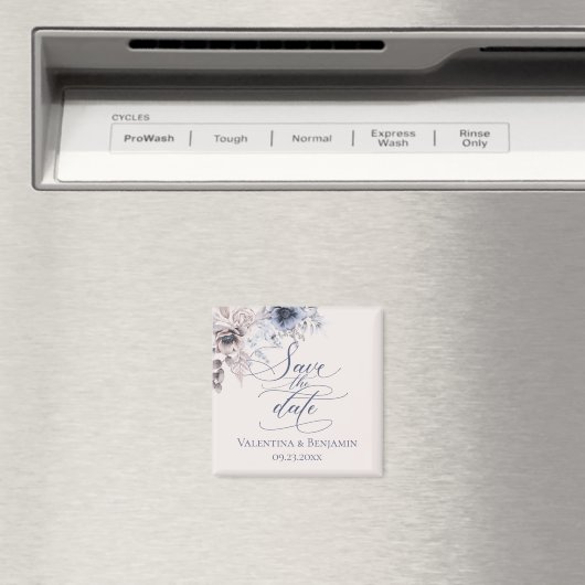 フローラエレガント日付を保存するダスティブルーベージュ マグネット (インサイチュ (食洗機))