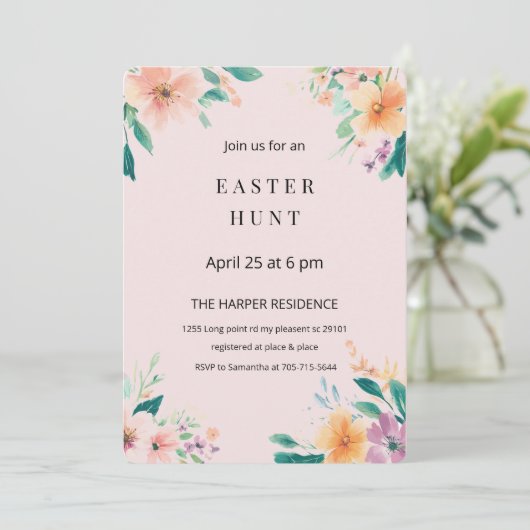 フローラエレガント春イースターピンク 招待状 (スタンド正面)