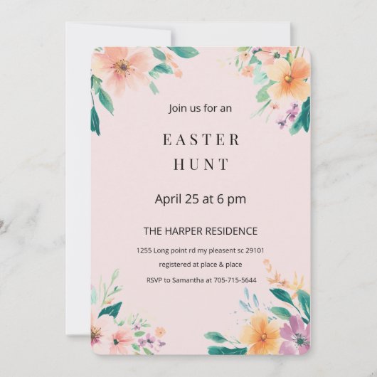 フローラエレガント春イースターピンク 招待状 (正面)