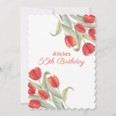 フローラエレガント春レッドチューリップ55th誕生日 招待状 (裏面)