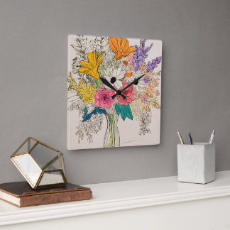 フローラエレガント時計用のデザイン スクエア壁時計