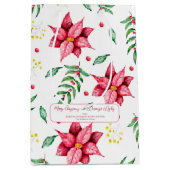 フローラエレガント暖赤クリスマス ミディアムペーパーバッグ (正面)