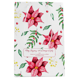 フローラエレガント暖赤クリスマス ミディアムペーパーバッグ