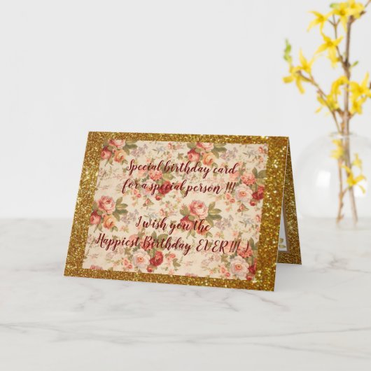 フローラエレガント最高の誕生日カード カード (黄色い花)