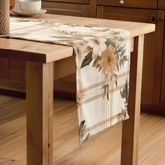 フローラエレガント格子状秋秋 ショートテーブルランナー