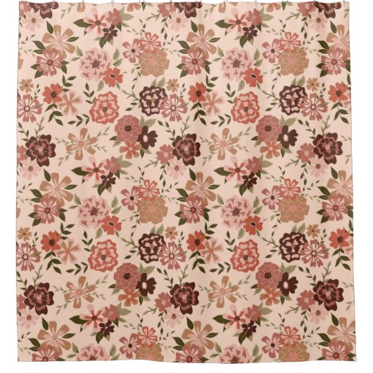 フローラエレガント桃 シャワーカーテン (正面)