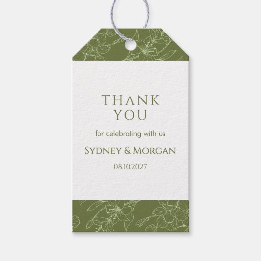 フローラエレガント植物セージ結婚グリーン ギフトタグ (正面)