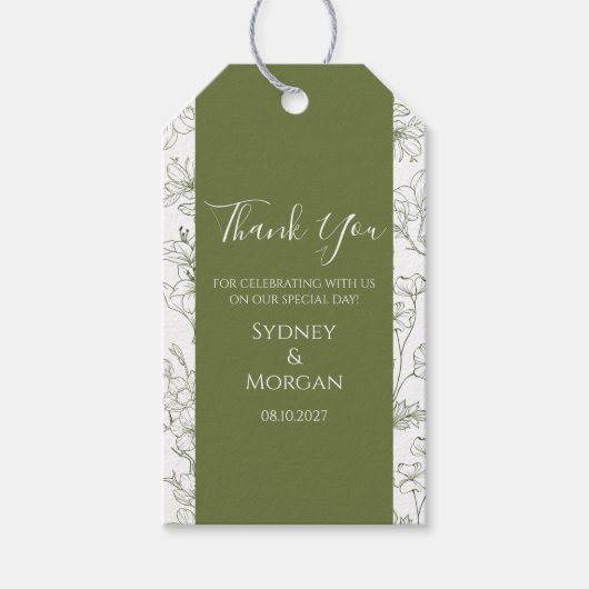 フローラエレガント植物セージ結婚グリーン ギフトタグ (正面)