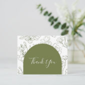 フローラエレガント植物セージ結婚グリーン サンキューカード (スタンド正面)
