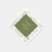 フローラエレガント植物セージ結婚グリーン スタンダードカクテルナプキン (角)