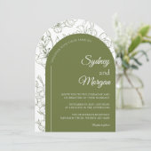 フローラエレガント植物セージ緑招待状 招待状 (スタンド正面)