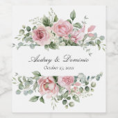 フローラエレガント植物性ピンクロ素朴ス結婚ズ ワインラベル (シングルラベル)