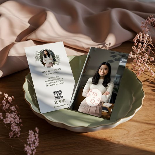 フローラエレガント植物性モノグラムクレストロゴブランド 名刺