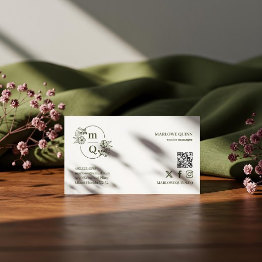 フローラエレガント植物性モノグラムクレストロゴブランド 名刺