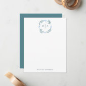 フローラエレガント植物性リースモノグラム名 ノートカード (正面/裏面インサイチュ)