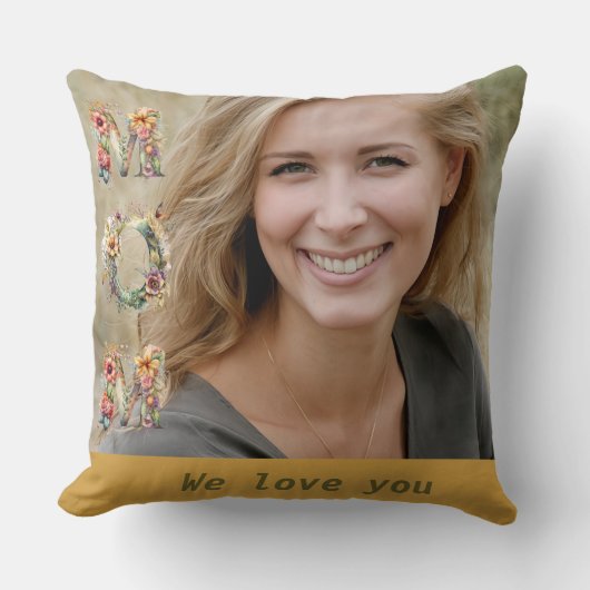 フローラエレガント母の日マスタード黄色の写真 クッション (正面)