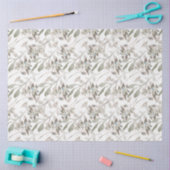 フローラエレガント水彩セージ灰色 薄葉紙 (クラフト)