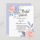 フローラエレガント水彩ブライダルシャワー招待 (正面/裏面)
