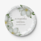 フローラエレガント水彩マグノリア花開花 ペーパープレート (正面)