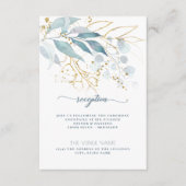 フローラエレガント水彩埃っぽい青金ゴールド受け取り エンクロージャーカード (正面)