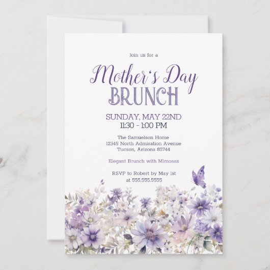 フローラエレガント水彩母の日ブランチ 招待状 (正面)