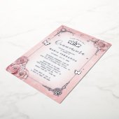 フローラエレガント水彩淡いピンクキンセアニェラ 箔招待状 (回転した状態)